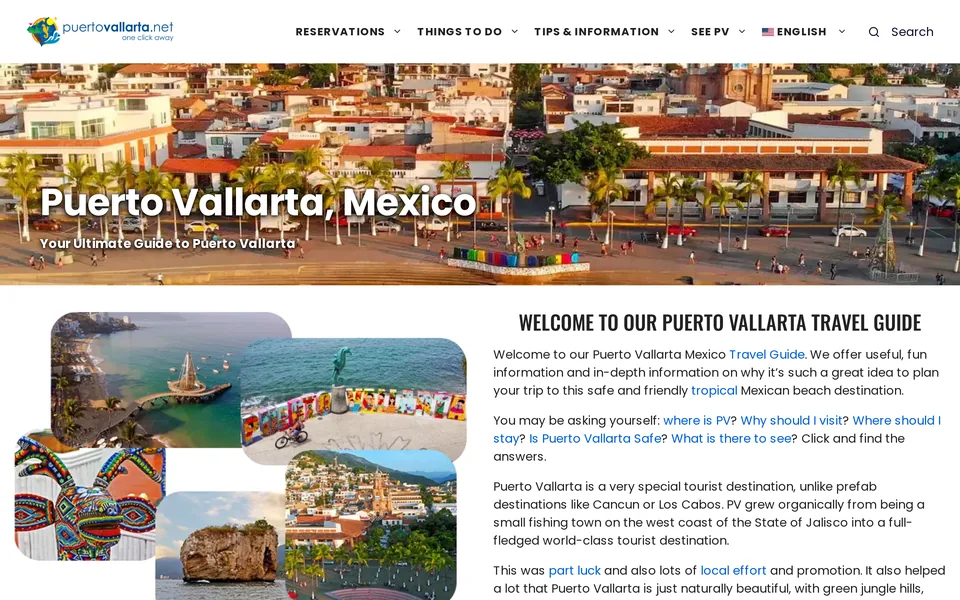 Screenshot of the PuertoVallarta.net home page