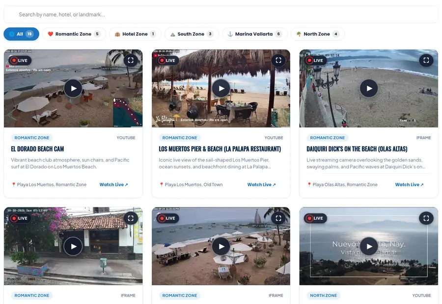 Screenshot of the Puerto Vallarta webcams on PuertoVallarta.net